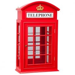 Piccadilly Circus British Telephone Booth Red Wall Curio Accent Cabinet by Design Toscano