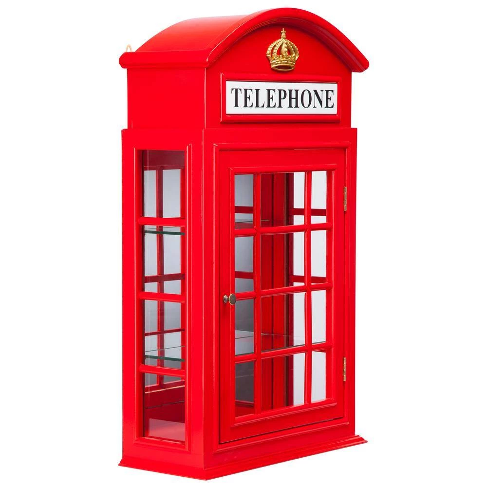Piccadilly Circus British Telephone Booth Red Wall Curio Accent Cabinet by Design Toscano 4 Piccadilly Circus British Telephone Booth Red Wall Curio Accent Cabinet by Design Toscano - Image 2