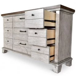 38 in. Height x 66 in. Width x 19 in. Depth Bear Creek 9-Drawer Rustic Ivory and Honey Dresser by Steve Silver 11 38 in. Height x 66 in. Width x 19 in. Depth Bear Creek 9-Drawer Rustic Ivory and Honey Dresser by Steve Silver -Steve Silver Online Store rustic ivory honey steve silver dressers bc900dr 1f 1000