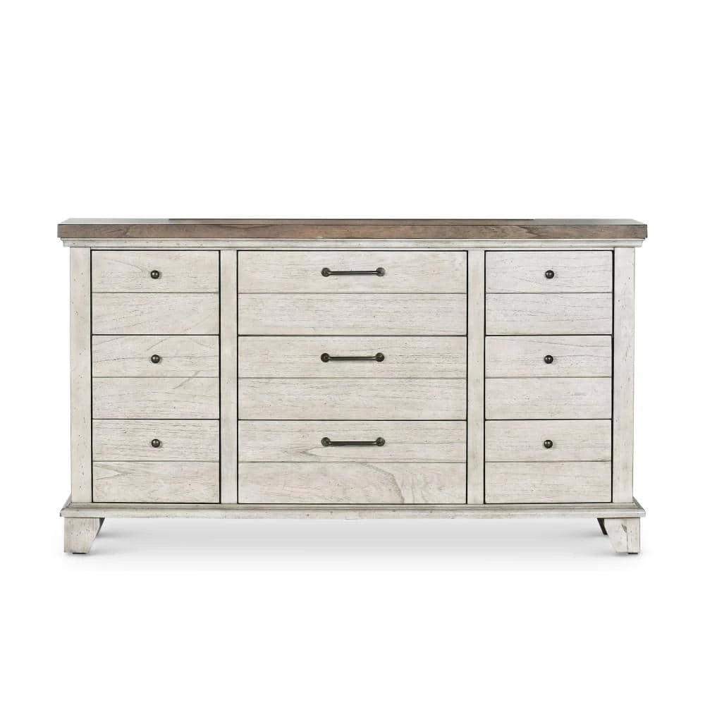 38 in. Height x 66 in. Width x 19 in. Depth Bear Creek 9-Drawer Rustic Ivory and Honey Dresser by Steve Silver 3 38 in. Height x 66 in. Width x 19 in. Depth Bear Creek 9-Drawer Rustic Ivory and Honey Dresser by Steve Silver