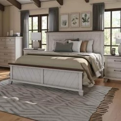 Bear Creek Rustic Ivory and Honey King Panel Bed by Steve Silver -Steve Silver Online Store rustic ivory honey steve silver panel beds bc900 kbed 31 1000