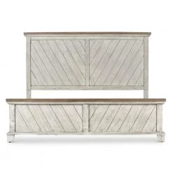Bear Creek Rustic Ivory and Honey King Panel Bed by Steve Silver