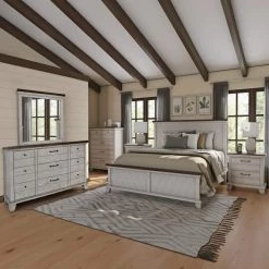 Bear Creek Rustic Ivory and Honey King Panel Bed by Steve Silver -Steve Silver Online Store rustic ivory honey steve silver panel beds bc900 kbed c3 1000