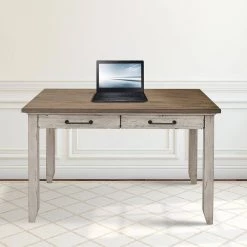 28 in. Rectangular Rustic Ivory/Honey 2 Drawer Writing Desk with Built-In Storage by Steve Silver -Steve Silver Online Store rustic ivory honey steve silver writing desks bc700ft 31 1000