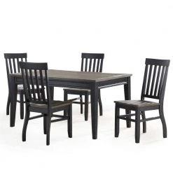 Raven Noir 5-Piece 2-tone ebony and driftwood Dining Set by Steve Silver