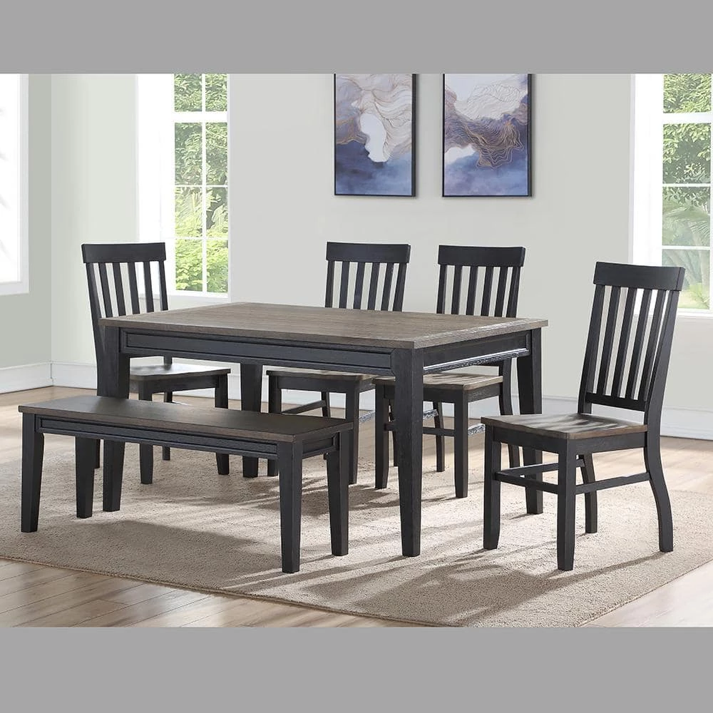 Raven Noir 6-Piece 2-tone ebony and driftwood Dining Set by Steve Silver 10 Raven Noir 6-Piece 2-tone ebony and driftwood Dining Set by Steve Silver - Image 8