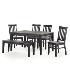 Raven Noir 6-Piece 2-tone ebony and driftwood Dining Set by Steve Silver