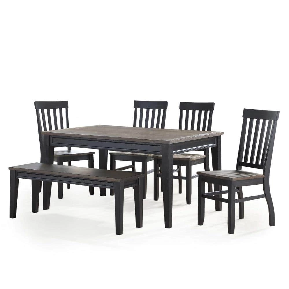 Raven Noir 6-Piece 2-tone ebony and driftwood Dining Set by Steve Silver 3 Raven Noir 6-Piece 2-tone ebony and driftwood Dining Set by Steve Silver