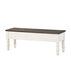 Joanna Ivory and Dark Oak Storage Bench by Steve Silver