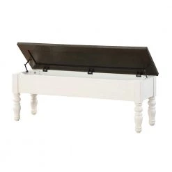 Joanna Ivory and Dark Oak Storage Bench by Steve Silver -Steve Silver Online Store two tone ivory and dark oak finish steve silver dining benches ja500bn 77 1000