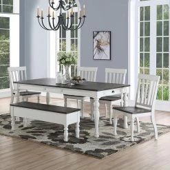 Joanna Ivory and Dark Oak Storage Bench by Steve Silver -Steve Silver Online Store two tone ivory and dark oak finish steve silver dining benches ja500bn c3 1000