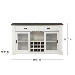 Joanna Two Tone Farmhouse Server with Glass Doors by Steve Silver -Steve Silver Online Store two tone ivory and dark oak finish steve silver sideboards buffet tables ja500sv 40 1000