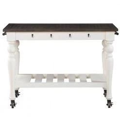 Joanna Two-Tone Ivory and Dark Oak Kitchen Cart by Steve Silver