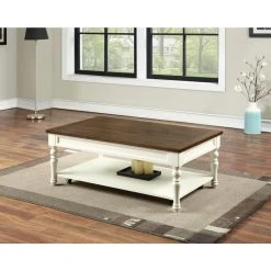 Joanna 48 "L Ivory and Mocha19"H Rectangle Wood top Coffee Table by Steve Silver -Steve Silver Online Store two tone ivory and mocha finish steve silver coffee tables ja150c 31 1000