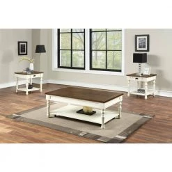 Joanna 48 "L Ivory and Mocha19"H Rectangle Wood top Coffee Table by Steve Silver -Steve Silver Online Store two tone ivory and mocha finish steve silver coffee tables ja150c 4f 1000