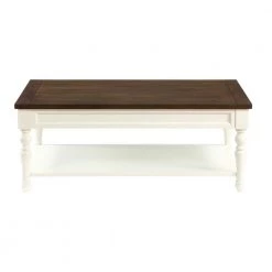 Joanna 48 "L Ivory and Mocha19"H Rectangle Wood top Coffee Table by Steve Silver