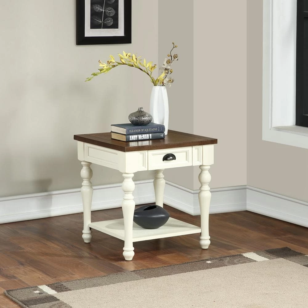 Joanna 22 in. Wide Ivory and Mocha End Table by Steve Silver 8 Joanna 22 in. Wide Ivory and Mocha End Table by Steve Silver - Image 6