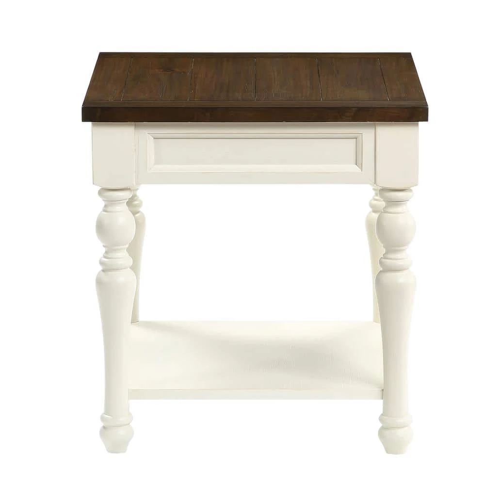 Joanna 22 in. Wide Ivory and Mocha End Table by Steve Silver 6 Joanna 22 in. Wide Ivory and Mocha End Table by Steve Silver - Image 4