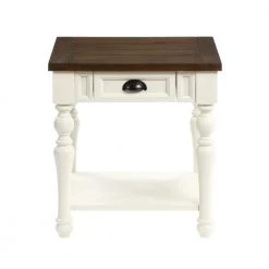 Joanna 22 in. Wide Ivory and Mocha End Table by Steve Silver