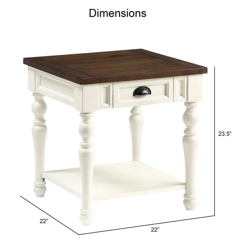 Joanna 22 in. Wide Ivory and Mocha End Table by Steve Silver 5 Joanna 22 in. Wide Ivory and Mocha End Table by Steve Silver - Image 3