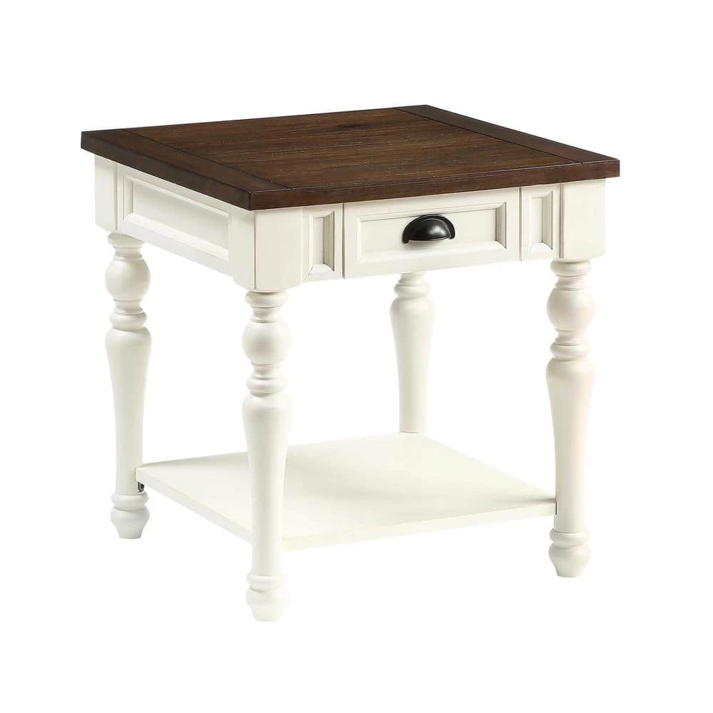 Joanna 22 in. Wide Ivory and Mocha End Table by Steve Silver 4 Joanna 22 in. Wide Ivory and Mocha End Table by Steve Silver - Image 2