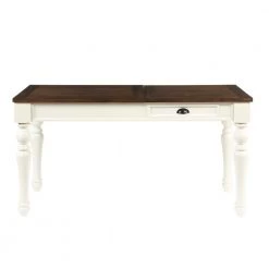 Joanna 60" W Rectangle Ivory and Mocha Wood One Drawer Writing Desk with Lift Top by Steve Silver