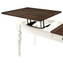 Joanna 60" W Rectangle Ivory and Mocha Wood One Drawer Writing Desk with Lift Top by Steve Silver -Steve Silver Online Store two tone ivory and mocha finish steve silver writing desks ja150d 77 1000