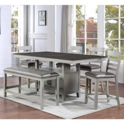 Hyland Gray Counter Table by Steve Silver -Steve Silver Online Store two tone stone gray and charcoal finish steve silver kitchen dining tables hy500pt 31 1000