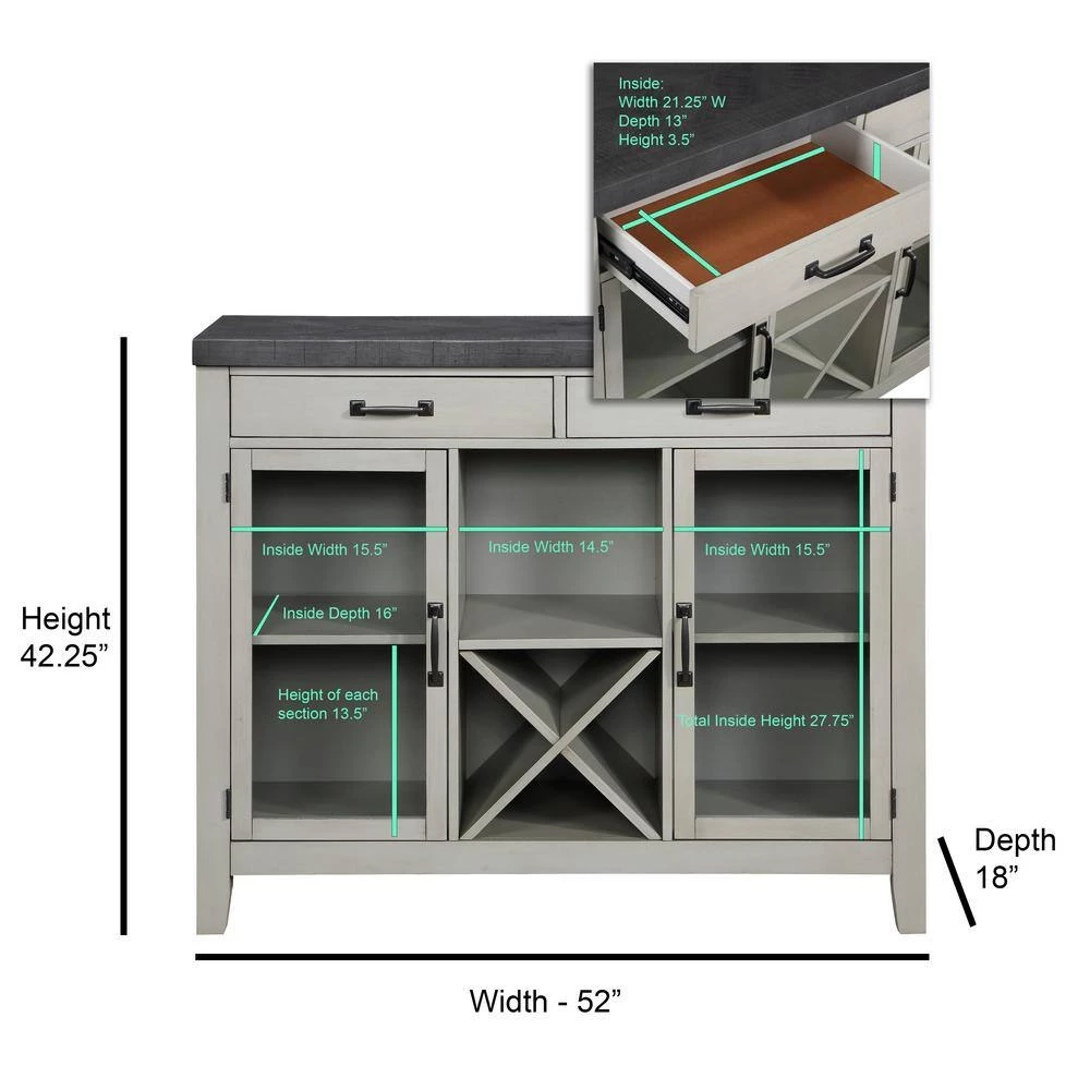 Hyland Gray Server with Glass Cabinets by Steve Silver 7 Hyland Gray Server with Glass Cabinets by Steve Silver - Image 5
