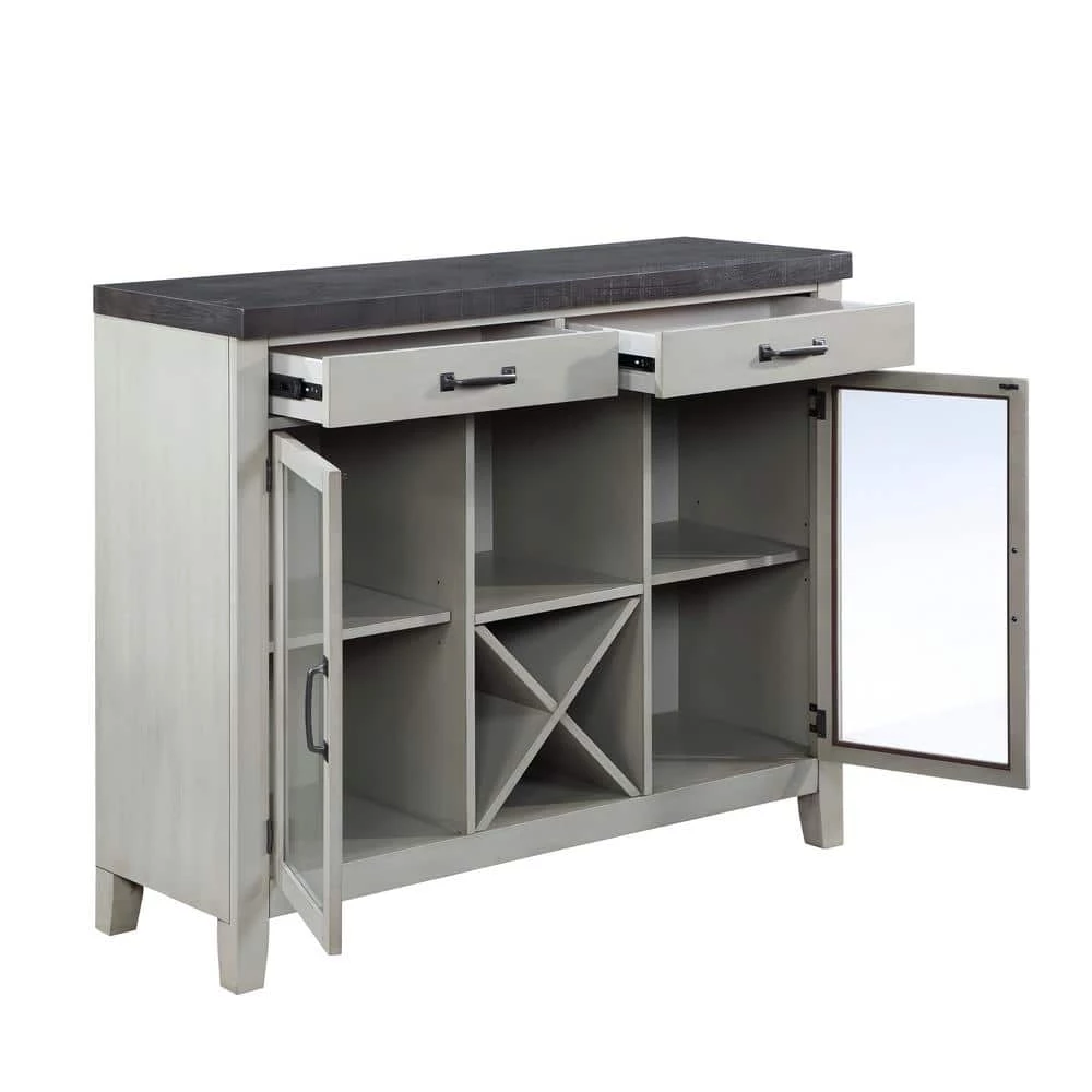 Hyland Gray Server with Glass Cabinets by Steve Silver 4 Hyland Gray Server with Glass Cabinets by Steve Silver - Image 2