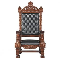 The Fitzjames Brown Mahogany Throne by Design Toscano
