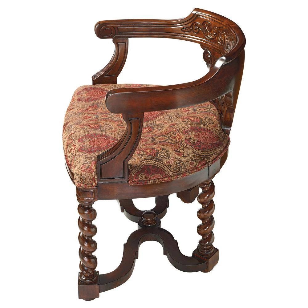 Brussels Library Walnut Mahogany Bergere Chair by Design Toscano 4 Brussels Library Walnut Mahogany Bergere Chair by Design Toscano - Image 2