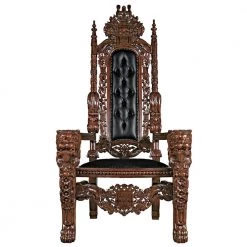 The Lord Raffles Walnut Mahogany Lion Throne Chair by Design Toscano