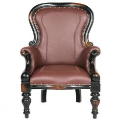 Victorian Rococo Walnut Mahogany Faux Wing Chair by Design Toscano
