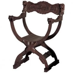 Medieval Cross Walnut Mahogany Frame Chair by Design Toscano