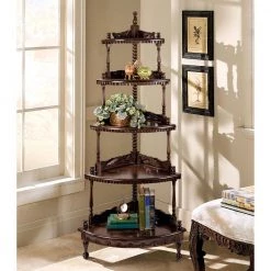 5-Tiered Edwardian 56 in. Mahogany Brown 4-Shelf Corner Shelf by Design Toscano -Steve Silver Online Store walnut design toscano bookcases bookshelves gr253 31 1000