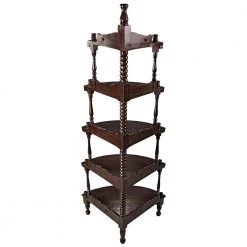 5-Tiered Edwardian 56 in. Mahogany Brown 4-Shelf Corner Shelf by Design Toscano -Steve Silver Online Store walnut design toscano bookcases bookshelves gr253 4f 1000