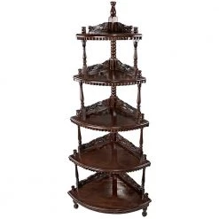 5-Tiered Edwardian 56 in. Mahogany Brown 4-Shelf Corner Shelf by Design Toscano