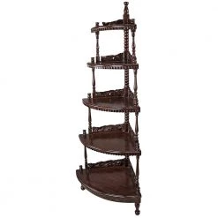 5-Tiered Edwardian 56 in. Mahogany Brown 4-Shelf Corner Shelf by Design Toscano -Steve Silver Online Store walnut design toscano bookcases bookshelves gr253 c3 1000