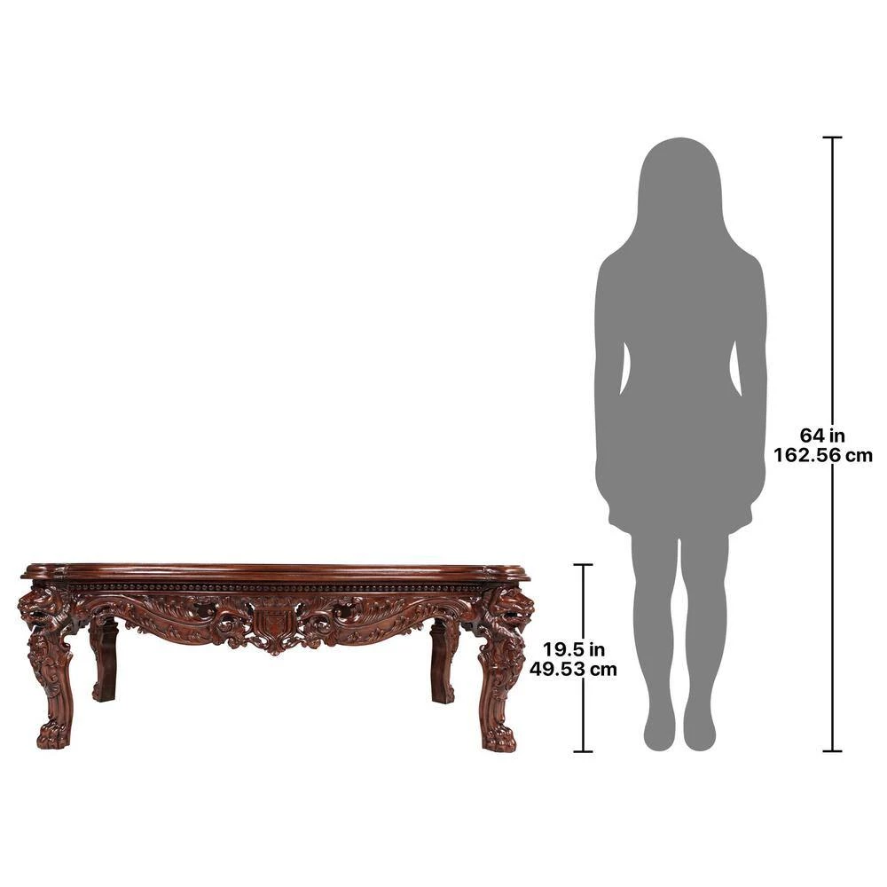 The Lord Raffles Grand Hall 55 in. Brown Standard Rectangle Top Wood Lion Leg Coffee Table by Design Toscano 7 The Lord Raffles Grand Hall 55 in. Brown Standard Rectangle Top Wood Lion Leg Coffee Table by Design Toscano - Image 5