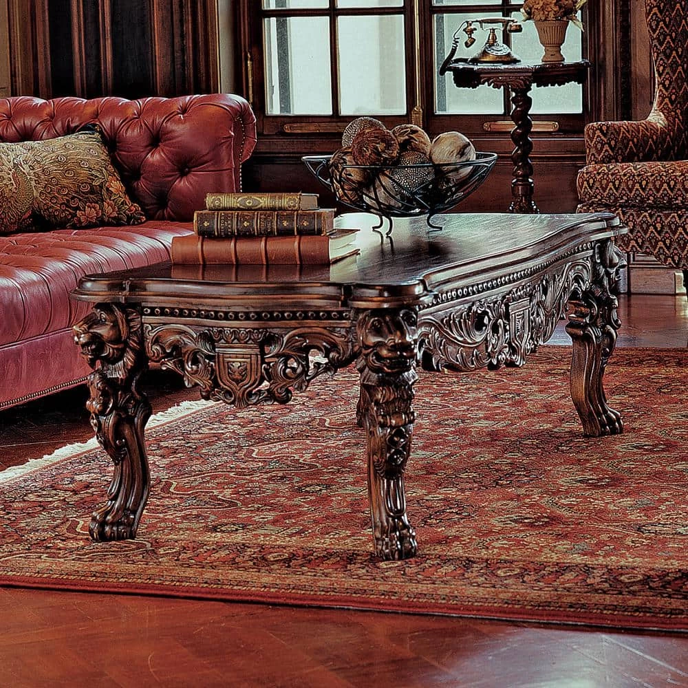 The Lord Raffles Grand Hall 55 in. Brown Standard Rectangle Top Wood Lion Leg Coffee Table by Design Toscano 8 The Lord Raffles Grand Hall 55 in. Brown Standard Rectangle Top Wood Lion Leg Coffee Table by Design Toscano - Image 6