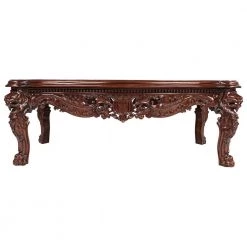The Lord Raffles Grand Hall 55 in. Brown Standard Rectangle Top Wood Lion Leg Coffee Table by Design Toscano
