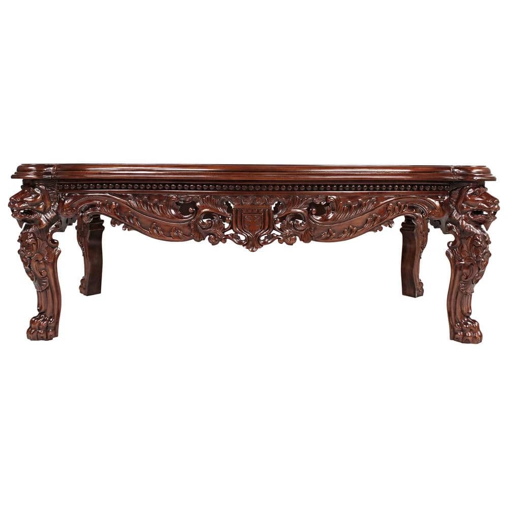 The Lord Raffles Grand Hall 55 in. Brown Standard Rectangle Top Wood Lion Leg Coffee Table by Design Toscano 3 The Lord Raffles Grand Hall 55 in. Brown Standard Rectangle Top Wood Lion Leg Coffee Table by Design Toscano