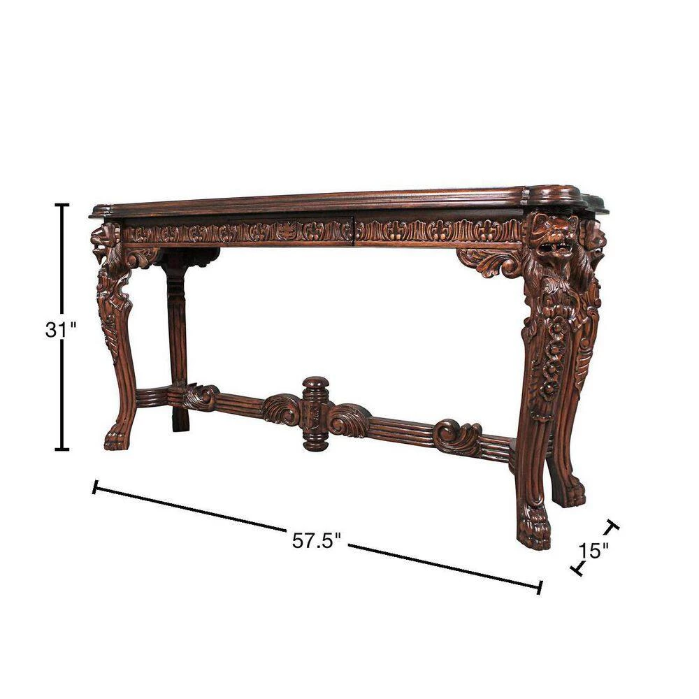 Lord Raffles Grand Hall 57.5 in. Brown Standard Rectangle Top Wood Lion Leg Console by Design Toscano 5 Lord Raffles Grand Hall 57.5 in. Brown Standard Rectangle Top Wood Lion Leg Console by Design Toscano - Image 3
