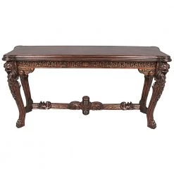 Lord Raffles Grand Hall 57.5 in. Brown Standard Rectangle Top Wood Lion Leg Console by Design Toscano