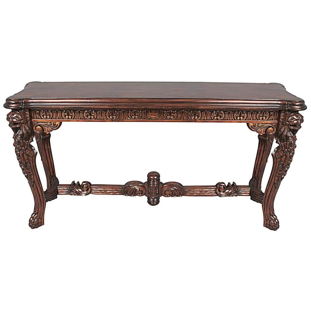 Lord Raffles Grand Hall 57.5 in. Brown Standard Rectangle Top Wood Lion Leg Console by Design Toscano 3 Lord Raffles Grand Hall 57.5 in. Brown Standard Rectangle Top Wood Lion Leg Console by Design Toscano