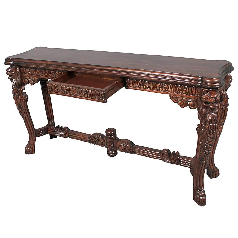 Lord Raffles Grand Hall 57.5 in. Brown Standard Rectangle Top Wood Lion Leg Console by Design Toscano 6 Lord Raffles Grand Hall 57.5 in. Brown Standard Rectangle Top Wood Lion Leg Console by Design Toscano - Image 4
