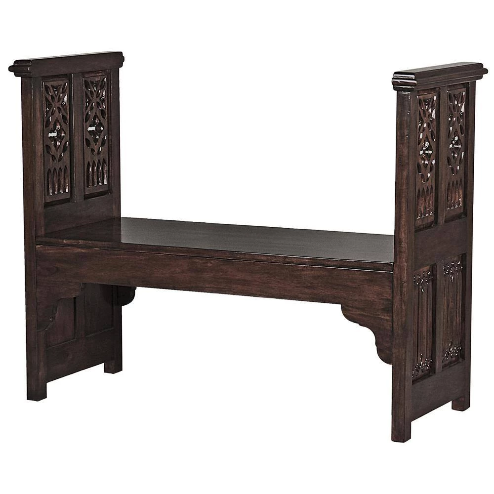 Canterbury Abbey Brown Walnut Gothic Bench 38.5 in. H x 48.5 in. W x 21 in. D by Design Toscano 4 Canterbury Abbey Brown Walnut Gothic Bench 38.5 in. H x 48.5 in. W x 21 in. D by Design Toscano - Image 2