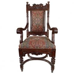 Grand Classic Edwardian Walnut Mahogany Dining Arm Chair by Design Toscano