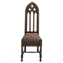 Viollet-le-Duc Brown Mahogany Cathedral Side Chair by Design Toscano